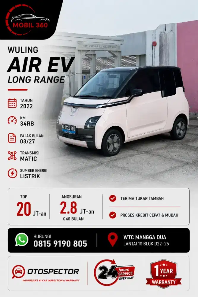 Wuling Air EV Long range tahun 2022 PINK