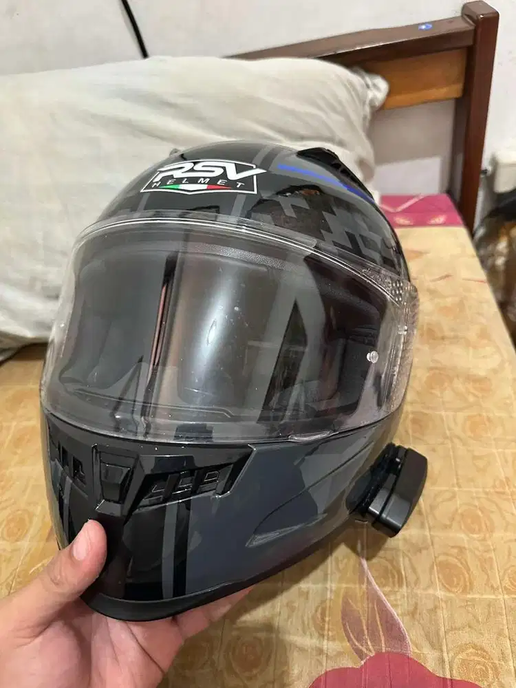 Helm RSV FF500 Barcode Blue size L + Intercom Jete