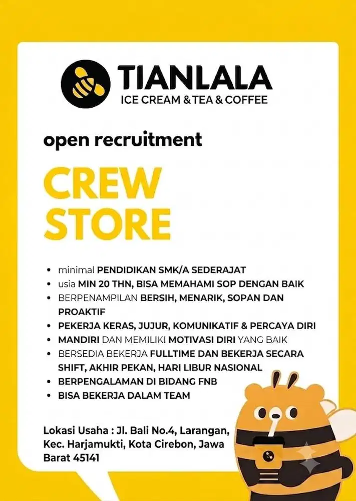 Lowongan Kerja Tianlala Perumnas Cirebon