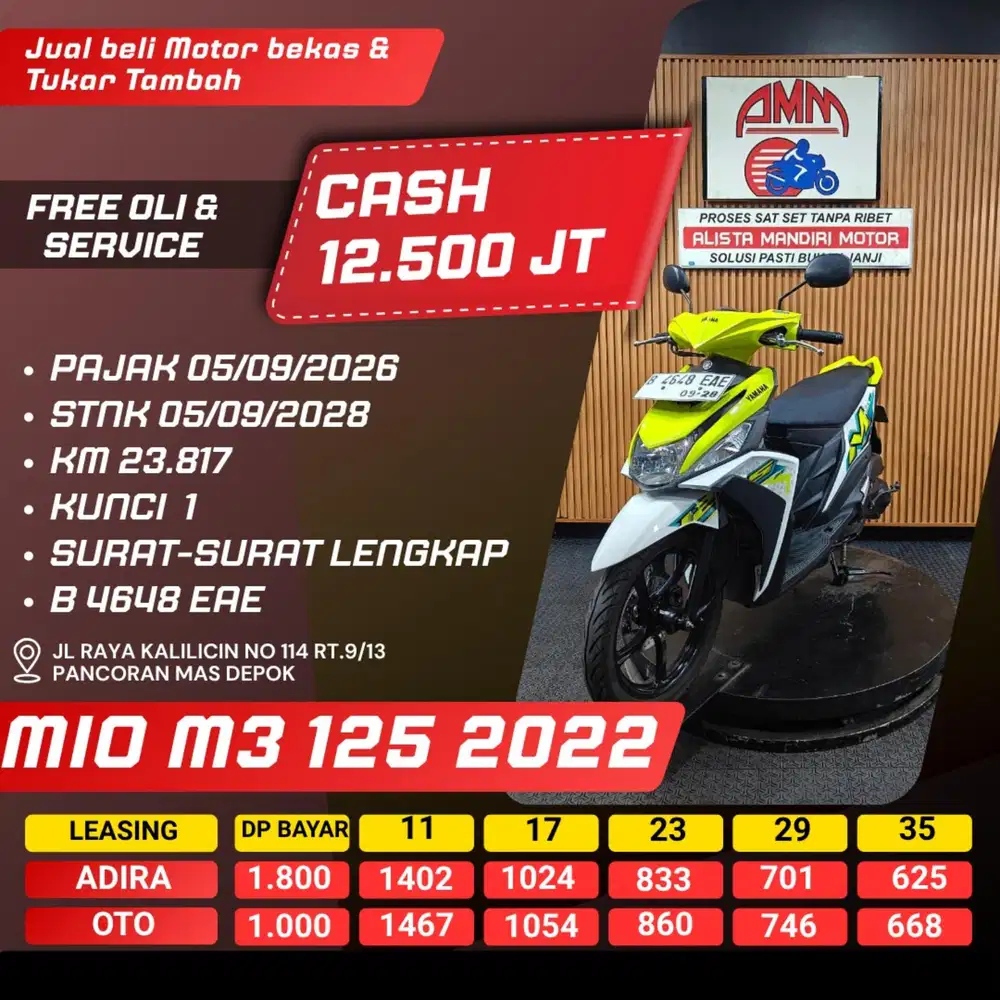 MIO M3 125 2022 DP 1 JUTA PAJAK HIDUP PAYLATER CC CASH / KREDIT ALISTA