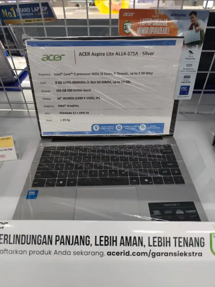 Acer Aspire Lite AL14 i3-N355 8GB 256GB BARU SEGEL Resmi + Bonus