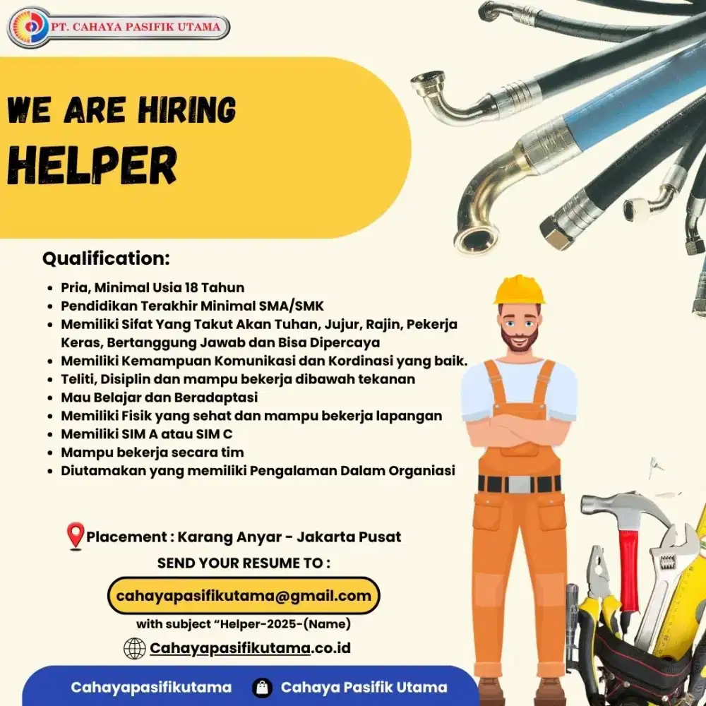 Di buka Loker Helper for logistik
