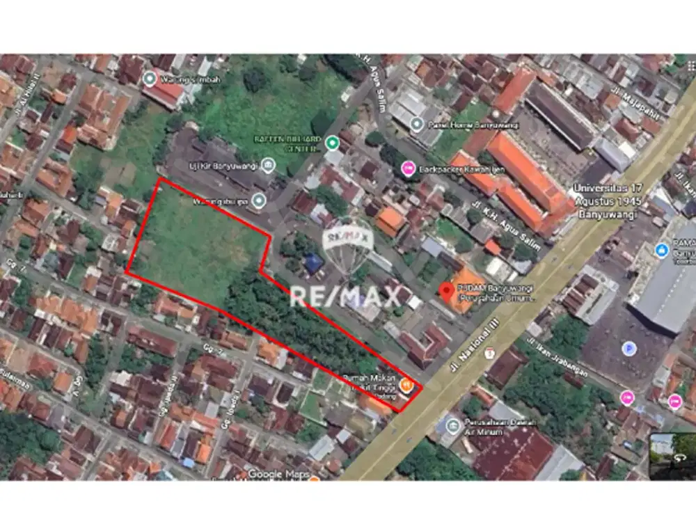 DIJUAL | LAHAN KOMERSIAL STRATEGIS ±1 HEKTAR DI JL. ADI SUCIPTO, BANYUWANGI