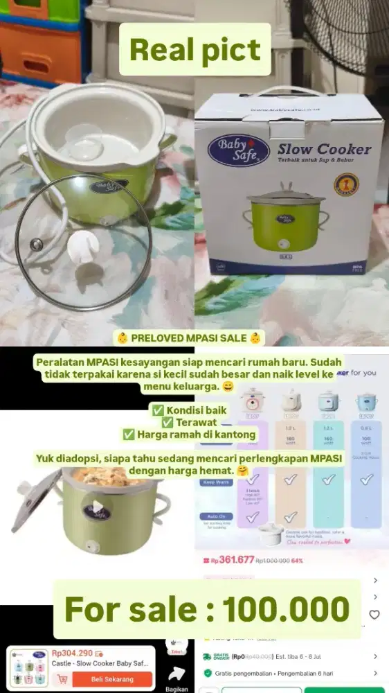 Slow cooker baby safe warna hijau