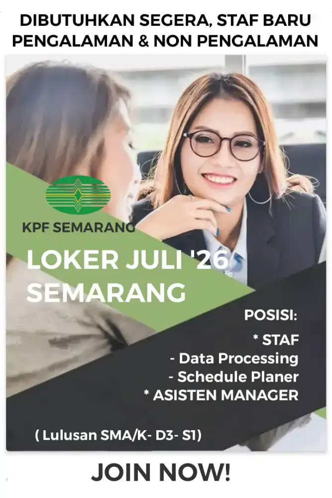 DIBUTUHKAN SEGERA! KARYAWAN BARU, PENGALAMAN DAN NON PENGALAMAN