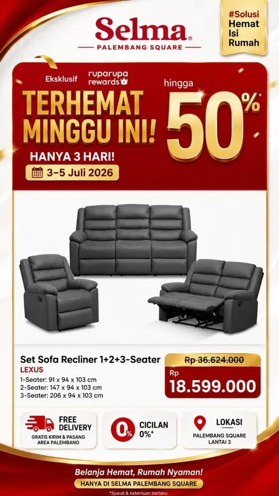 Promo Cicilan By Homecredit Set Sofa Recliner