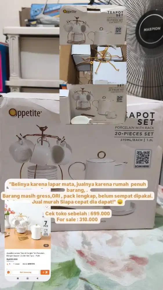 Merk appetite tea set baru Gress ORI asli