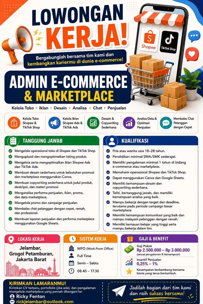 LOKER LOWONGAN KERJA ADMIN SHOPEE ECOMMERCE