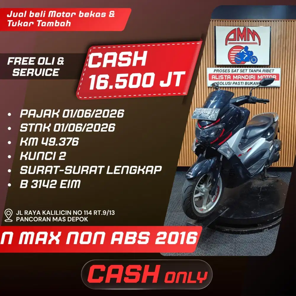 NMAX NON ABS 2016 KUNCI 2 SPAYLATER KREDIVO CC 0% CASH / KREDIT ALISTA