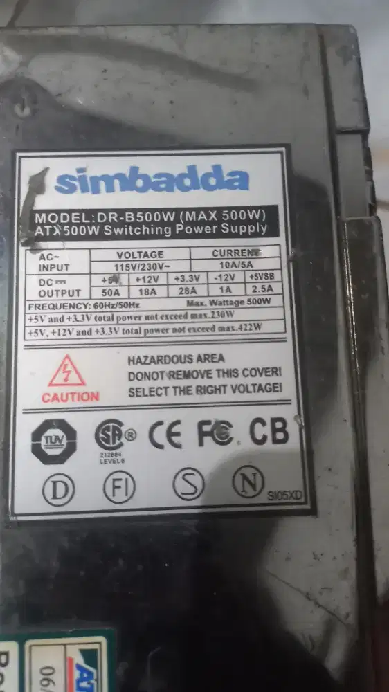 Power suply pure 500 watt SIMBADA