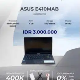 ASUS E410MAB INTEL CELERON N4020 RAM 4GB SSD 256GB