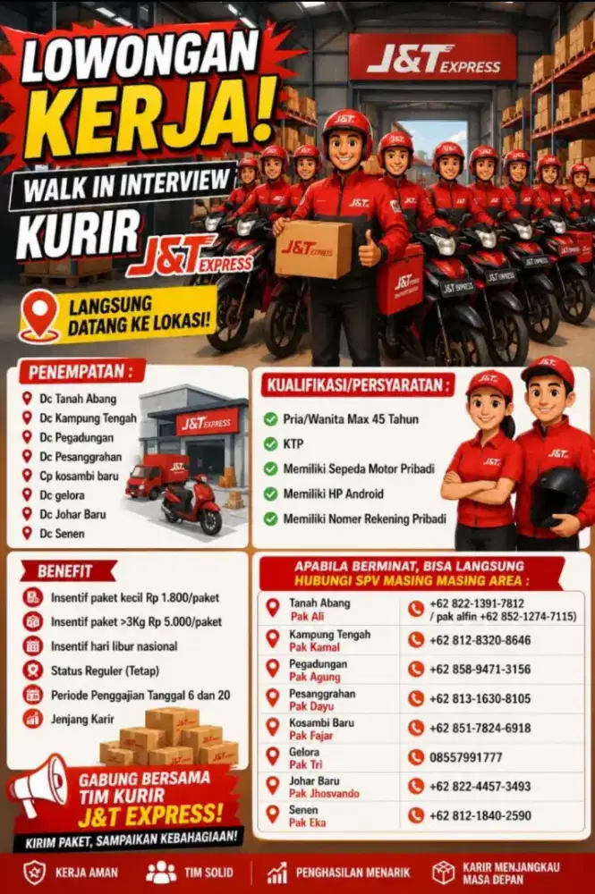 LOWONGAN KURIR J&T KALIDERES-SEMANAN