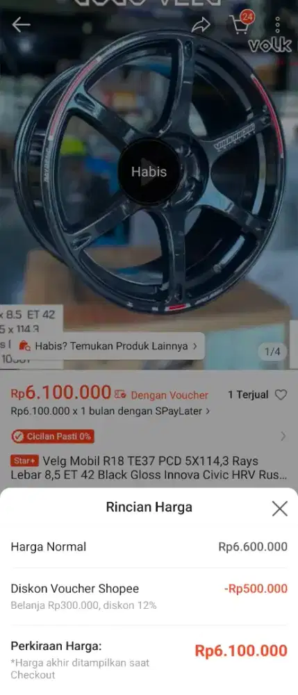 Velg ring 18 lebar 8.5 et 42 te37 dura