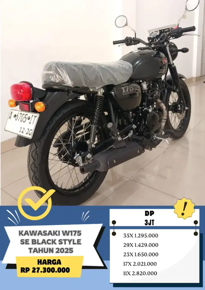KM 8rb Kawasaki W175 SE Black Style Tahun 2025