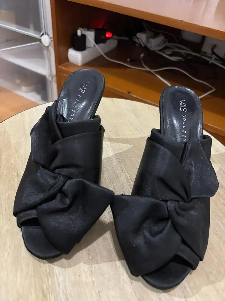 M&S Collection Black Knot Mule Heels