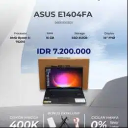ASUS E1404FA AMD RYZEN 5 7520 RAM 16GB SSD 512GB FULL SET GARANSI RESM