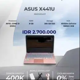 ASUS X441U CORE I3 CPU 6100 RAM 8GB SSD 256GB NVIDIA 920MX 2GB