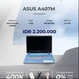 ASUS A407M INTEL CELERON N4000 RAM 4GB SSD 128GB