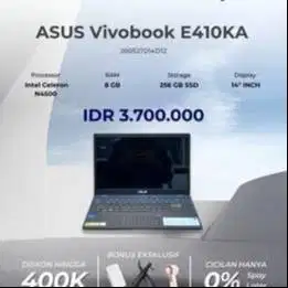 ASUS VIVOBOOK E410KA INTEL CELERON N4500 RAM 8GB SSD 256GB BACKLITE NU