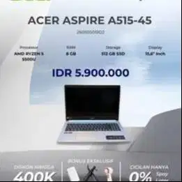 ACER ASPIRE A515-45 AMD RYZEN 5 5500U RAM 8GB SSD 512GB 15'6 INCH
