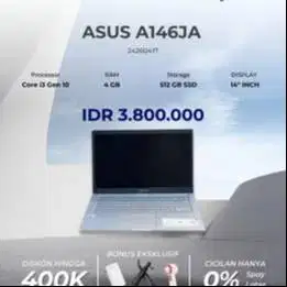 ASUS A146JA CORE I3 GEN 10 RAM 4GB SSD 512GB