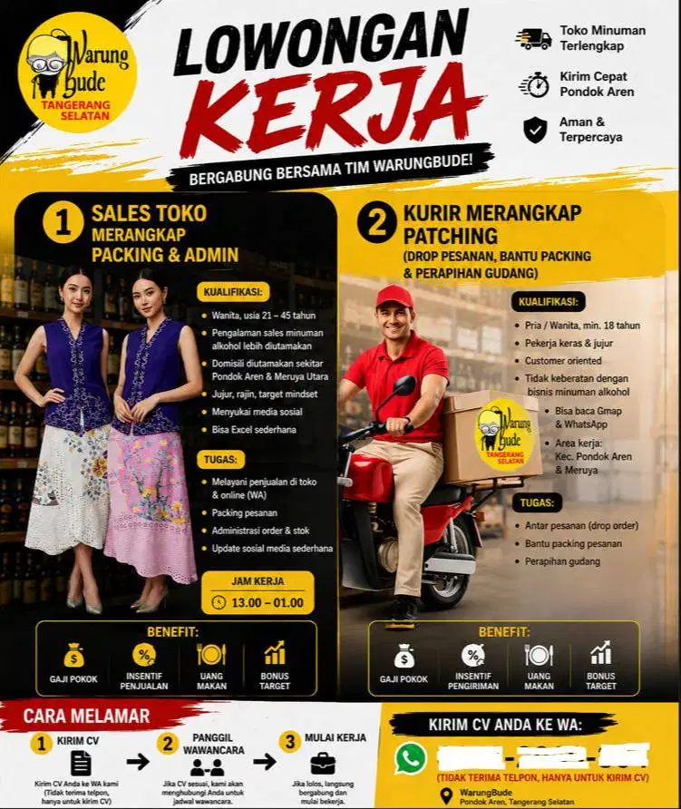 LOWONGAN KERJA SALES TOKO DAN KURIR PACKING