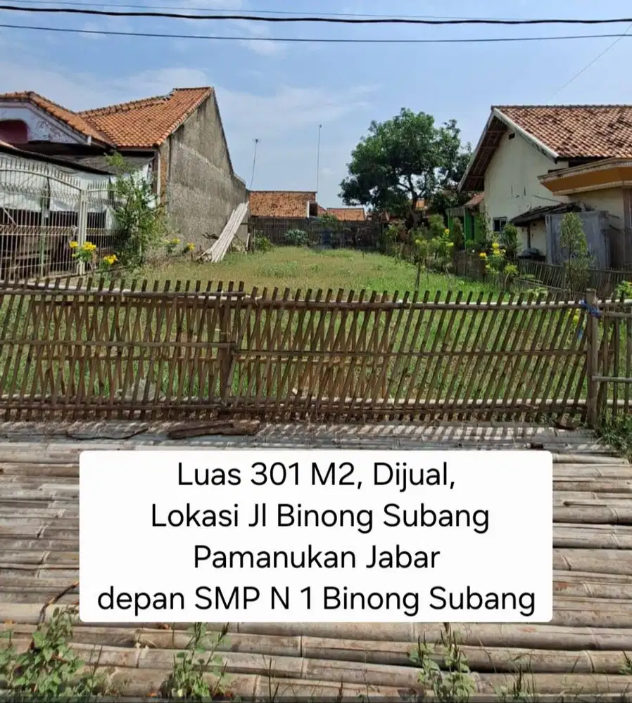 Jual Tanah Depan SMP N 1 Binong Kab Subang Jawabarat