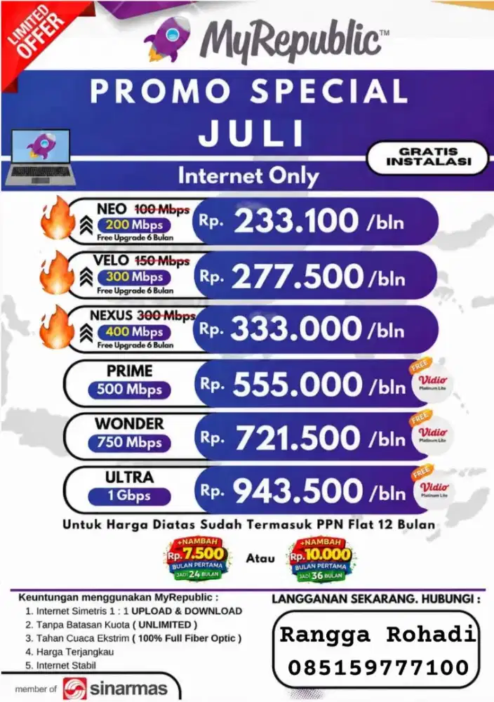 WIFI MYREPUBLIC 200Mbps Rp233rb – Gratis Instalasi Juli