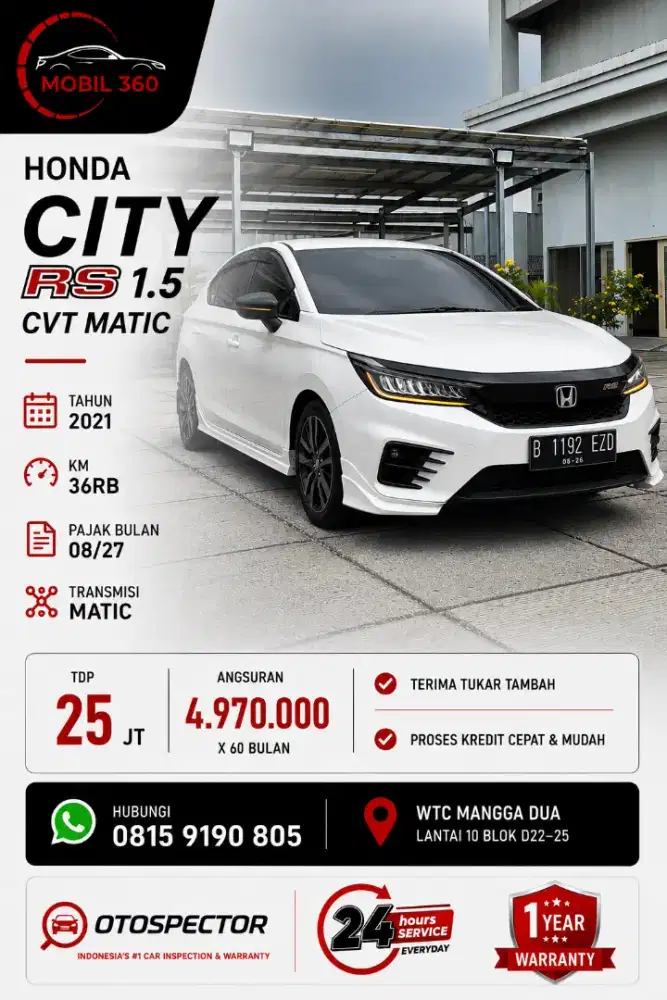 Honda City RS hatchback CVT 1.5 matic 2021