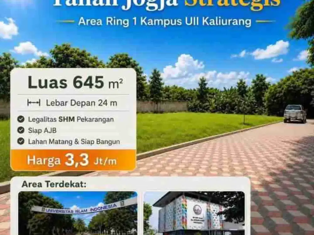 Tanah Strategis Di jl. Kaliurang km 13 Dekat AL AZHAR Cairo dan Kampus UII