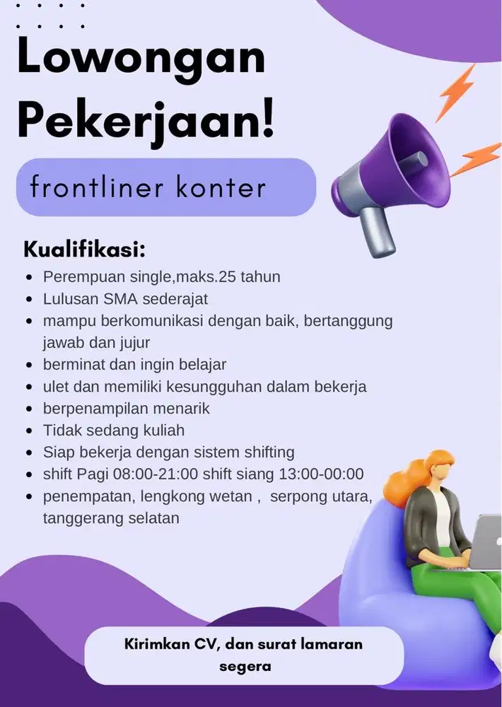 Lowongan pekerjaan frontliner konter HP