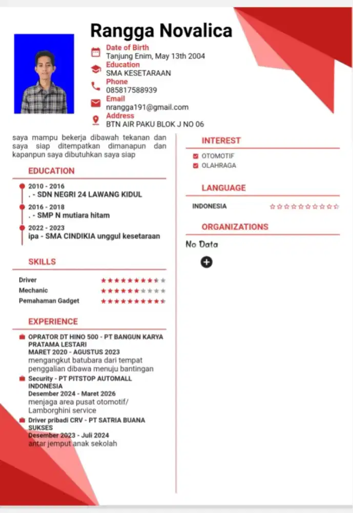 Cari lowongan untuk area Jabodetabek
