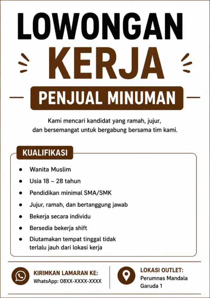 Lowongan kerja jualan minuman