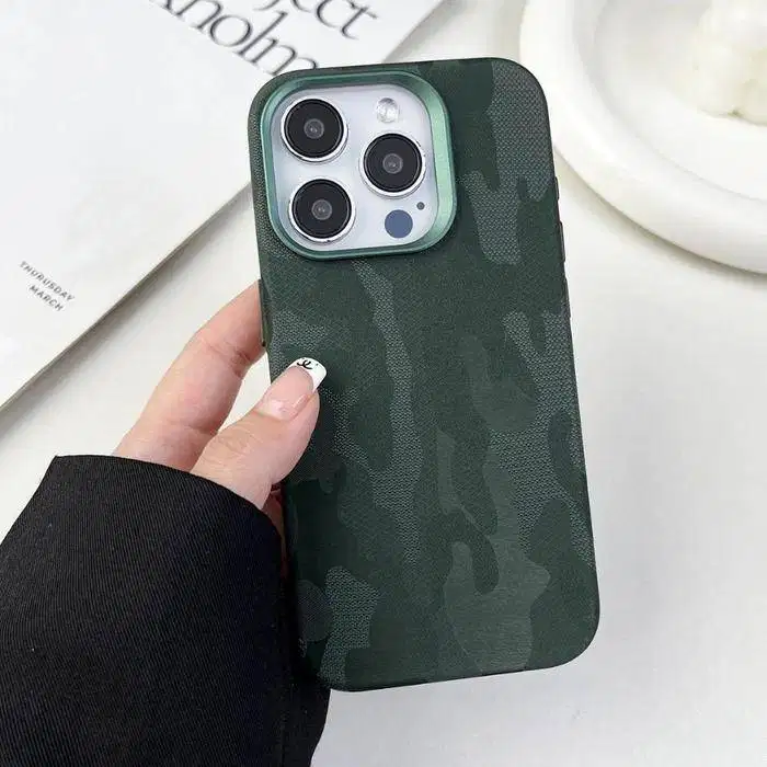 Camouflage Leather Magsafe Magnetic Case iPhone 15 Pro