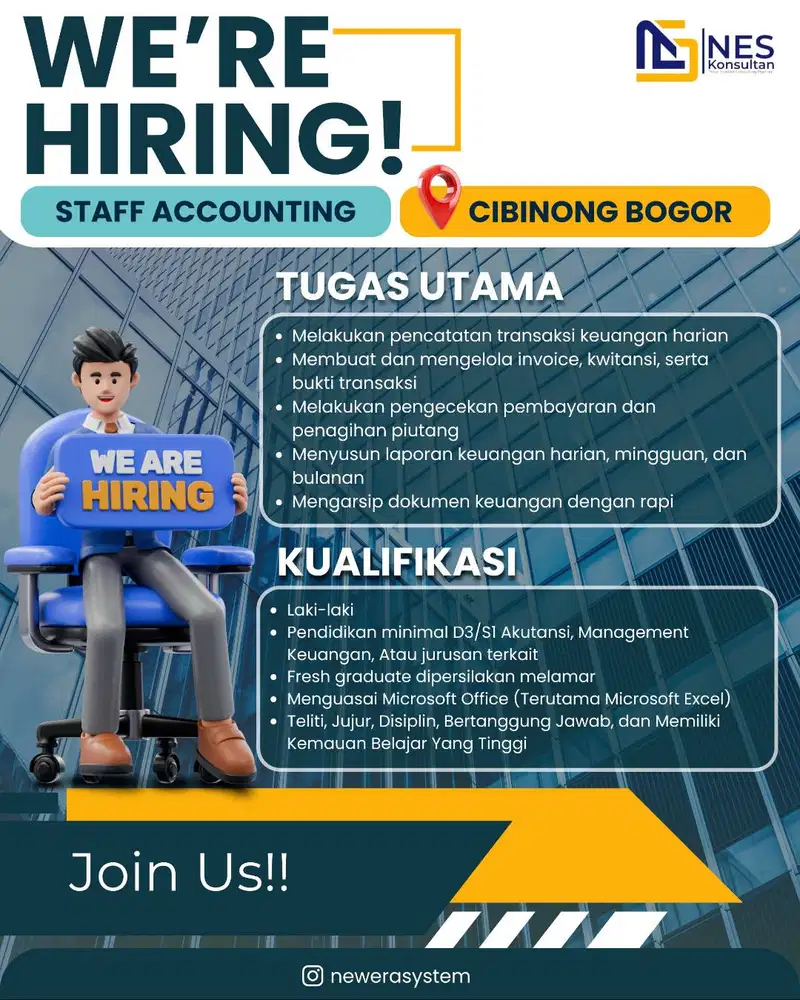 Lowongan Staff Accounting Fresh Graduate - Cibinong Bogor