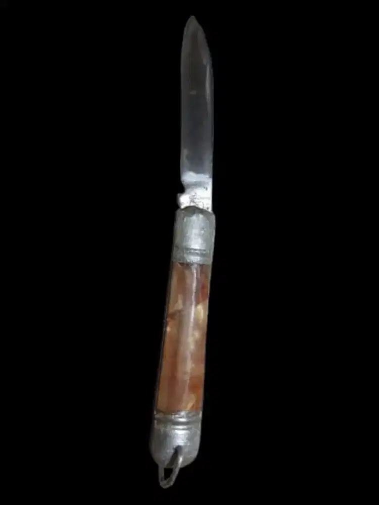 Robert Pringle silver pocket knife yellow stone