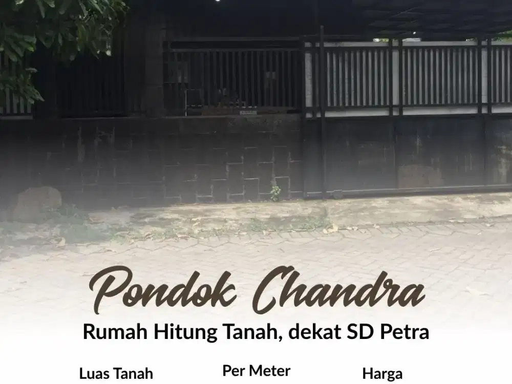 Rumah Hitung Tanah Murah di Pondok Candra 8jt per mtr