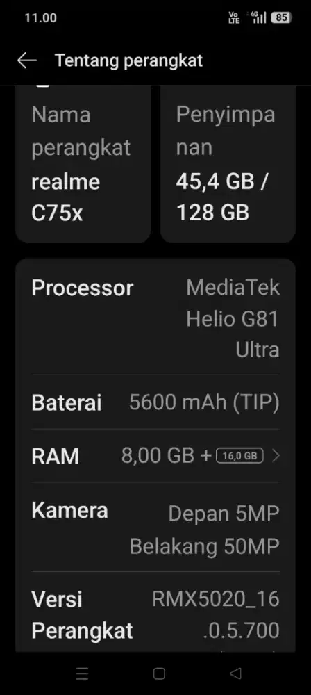 Dijual hp realme c75x