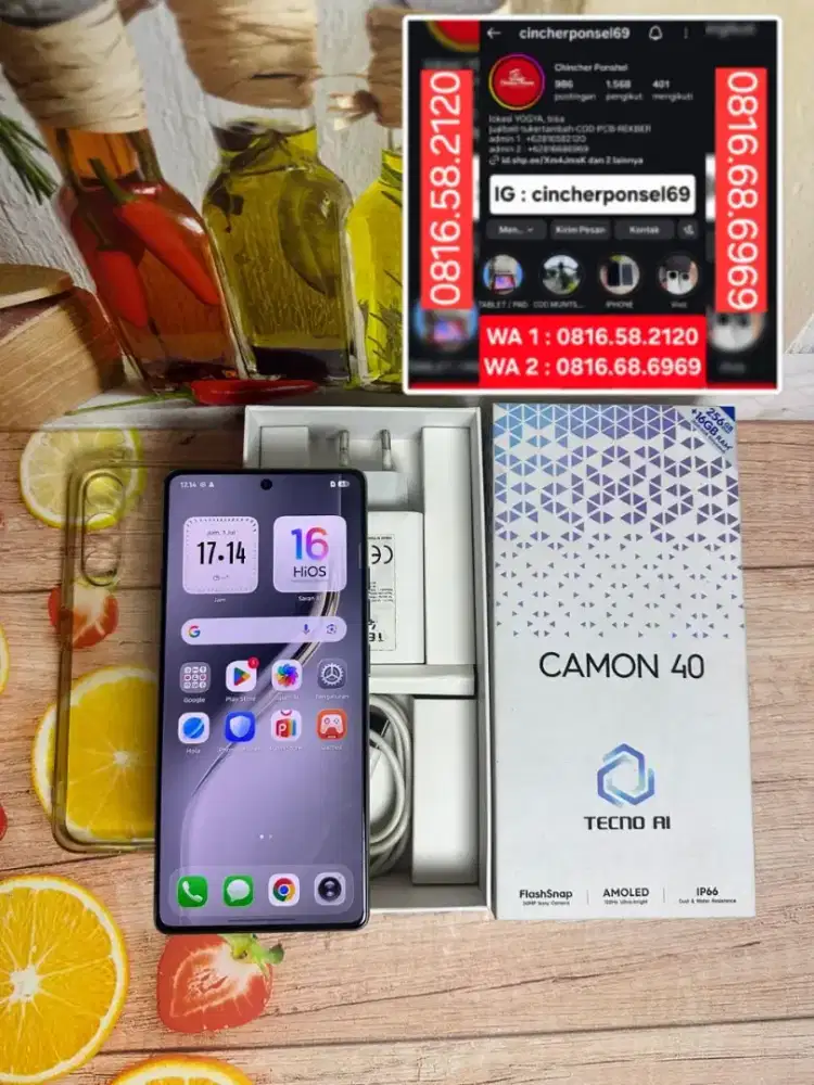 Jual HP tecno camon 40 8/256 istimewa garansi masih aktif