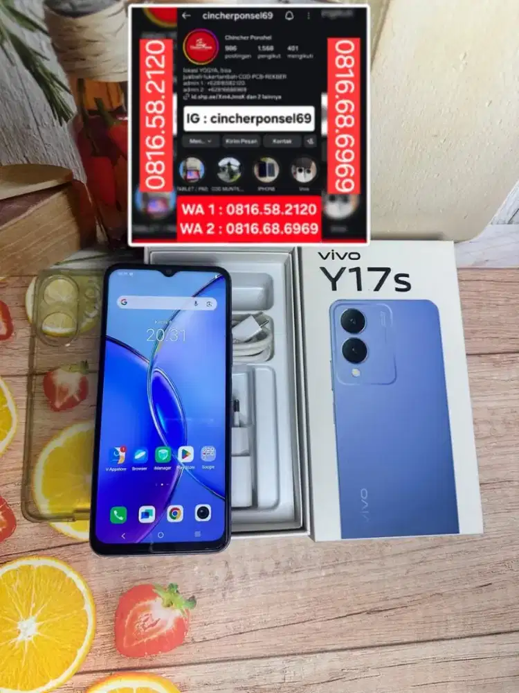Jual hp likenew Vivo Y17s internal 128gb istimewa