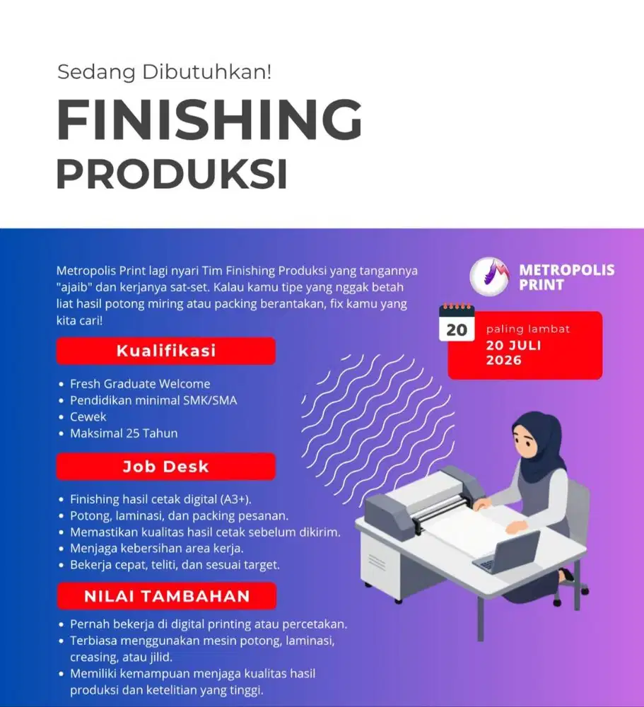 Lowongan Kerja Finishing Cetak