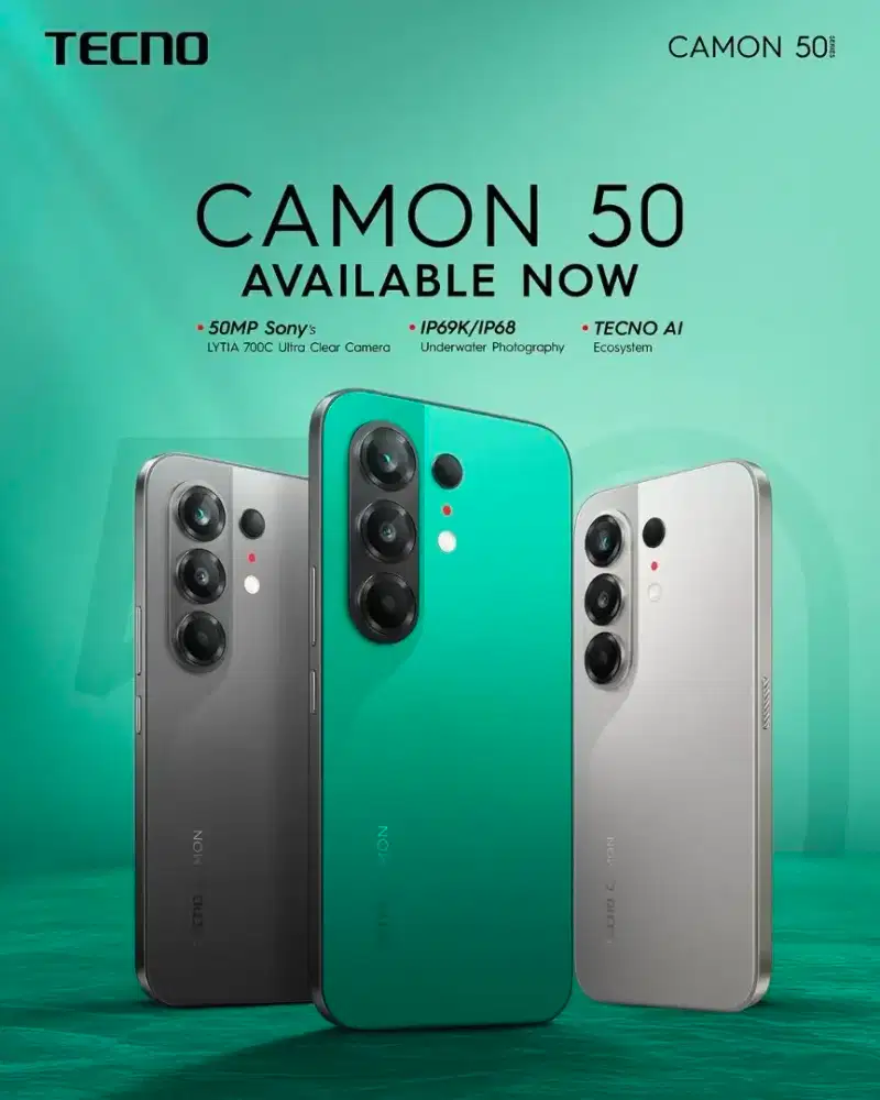 TECNO Camon 50 - Ram 16GB (8GB+8GB) memori 256GB