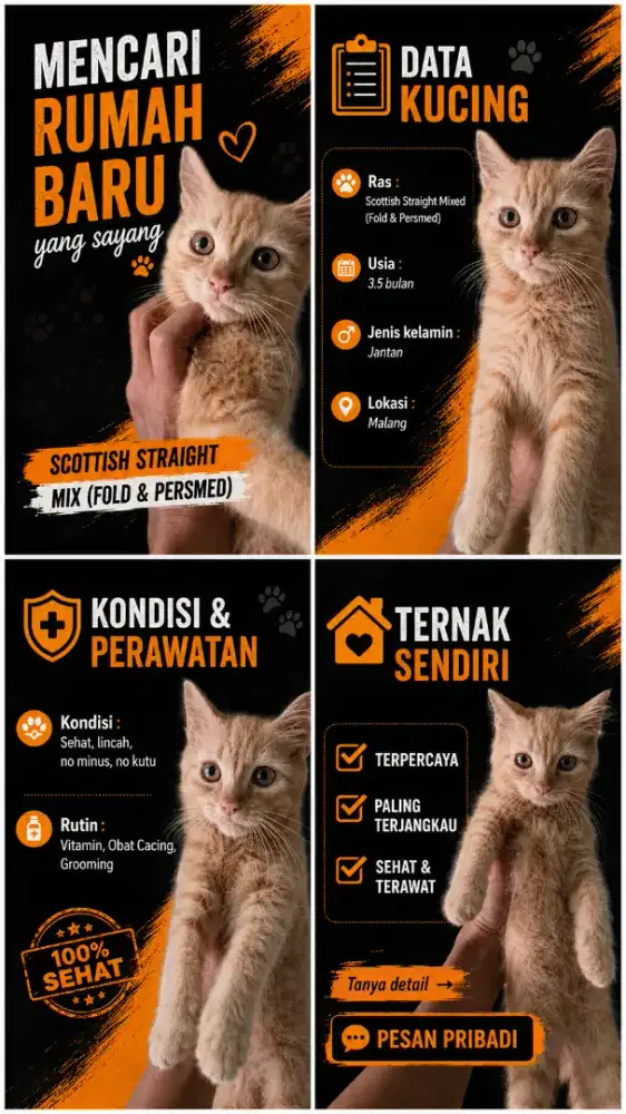 Kucing Scottish Straight mixed jantan 3.5 bulan