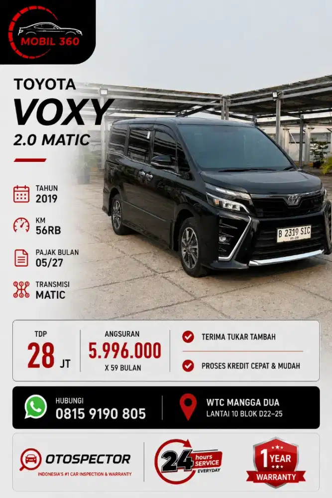 Voxy 2.0 matic tahun 2019 hitam