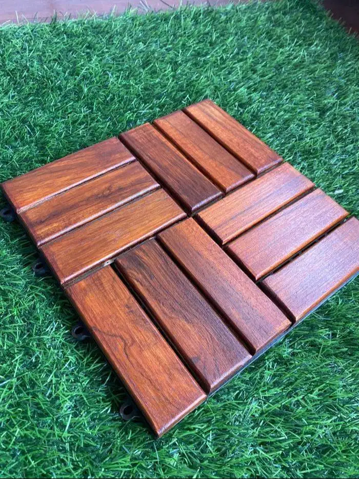 Deck Tile Mozaik Kayu Jati Jogja - Ubin Lantai Instan Balkon Teras