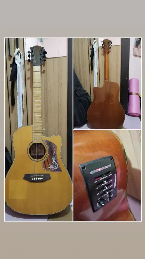 gitar akustik elektrik custom cole clark mantap solid nett