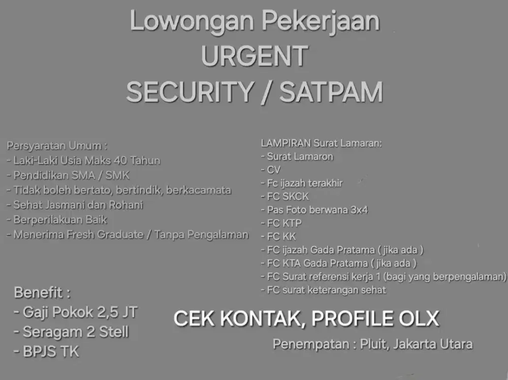 LOWONGAN KERJA SECURITY