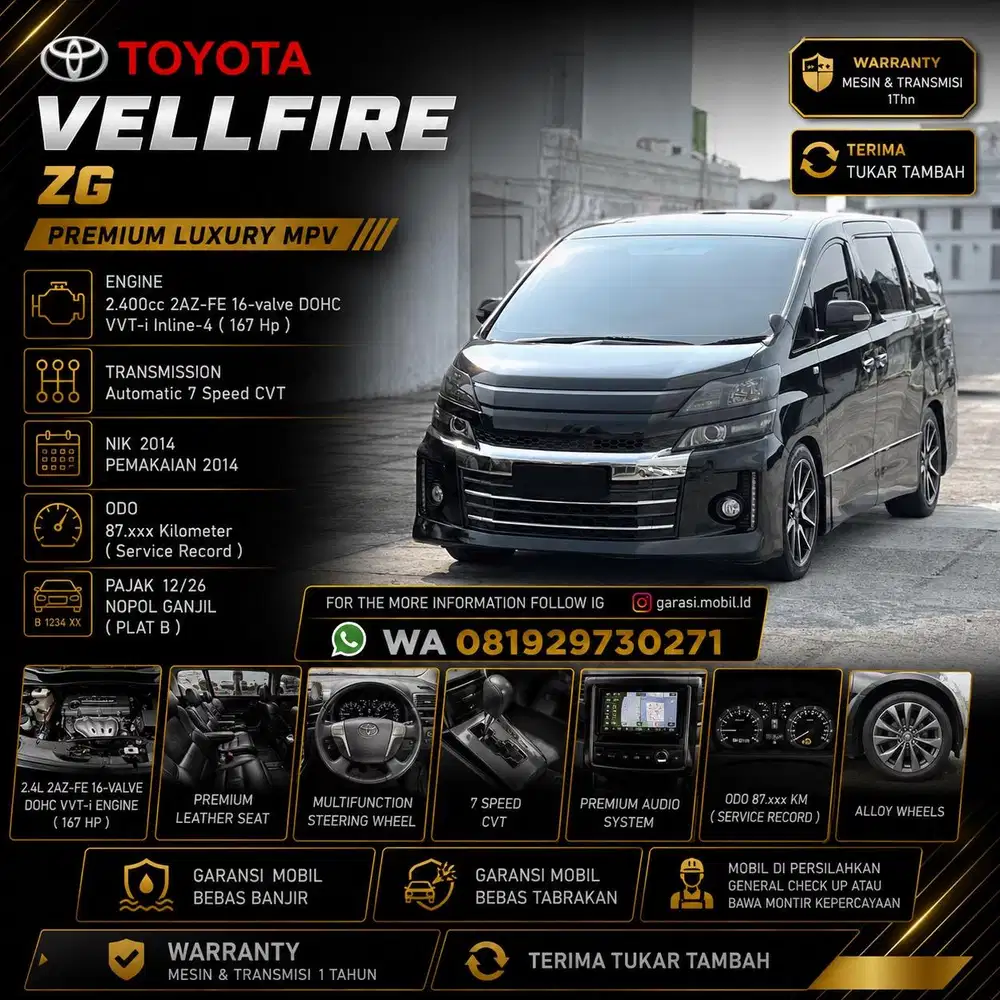 Toyota Vellfire ZG 2.4 AT 2014