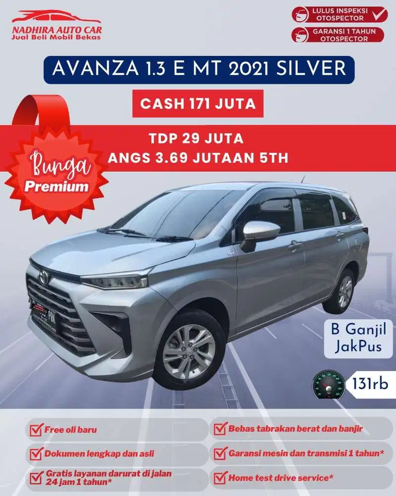 Promo Bunga Premium Avanza 1.3 E MT 2021 Silver