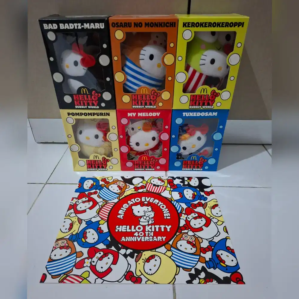 COLLECTOR ITEM: Boneka Hello Kitty Bubbly World McDonald's (6 pcs)